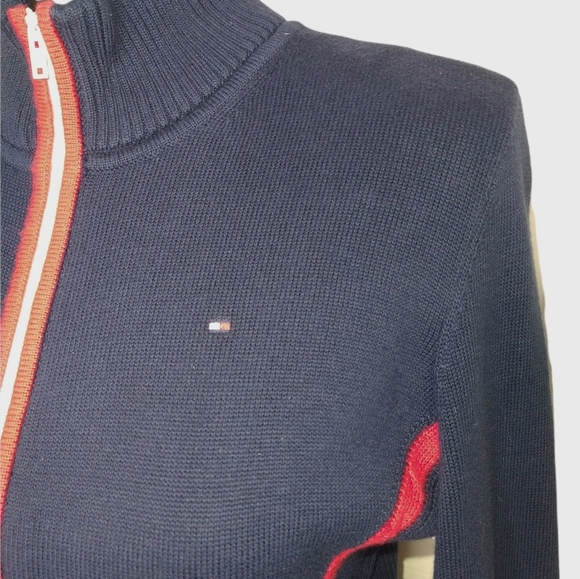 Tommy Hilfiger Women M Navy RARE May 2015 Front Zip Preppy Cardigan Sweater - Picture 5 of 9